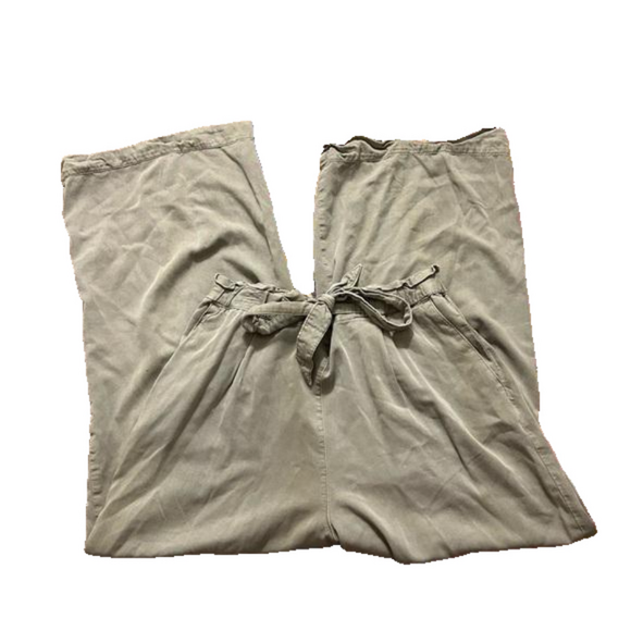 & Denim Wide Leg Elastic Tie Waist Pants - Picture 1 of 7